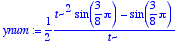 ynum := 1/2*(t^2*sin(3/8*Pi)-sin(3/8*Pi))/t