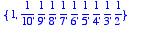 {1, 1/10, 1/9, 1/8, 1/7, 1/6, 1/5, 1/4, 1/3, 1/2}