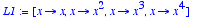L1 := [proc (x) options operator, arrow; x end proc...