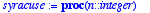 syracuse := proc (n::integer) local k, nn; nn := n;...