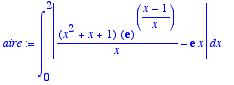 aire := 
int(abs((x^2+x+1)*exp(1)^((x-1)/x)/x-exp(1)...