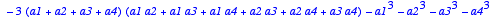 (a1+a2+a3+a4)^3+3*a1*a2*a3+3*a1*a2*a4+3*a1*a3*a4+3*...