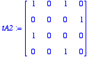 tA2 := matrix([[1, 0, 1, 0], [0, 0, 0, 1], [1, 0, 0...