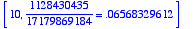 [10, 1128430435/17179869184 = .6568329612e-1]