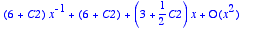 series((6+C2)*x^(-1)+(6+C2)+(3+1/2*C2)*x+O(x^2),x,2...