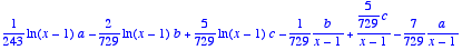 1/243*ln(x-1)*a-2/729*ln(x-1)*b+5/729*ln(x-1)*c-1/7...