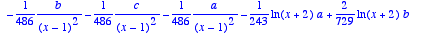1/243*ln(x-1)*a-2/729*ln(x-1)*b+5/729*ln(x-1)*c-1/7...